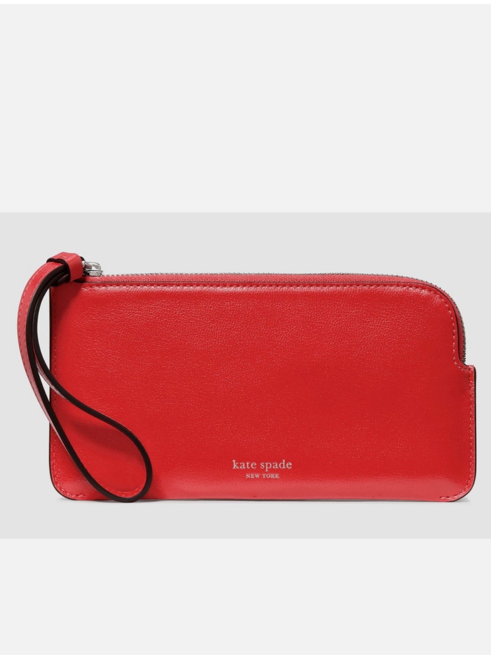kate spade Zippy Red Leather Wristlet Clutch with Strap NWT